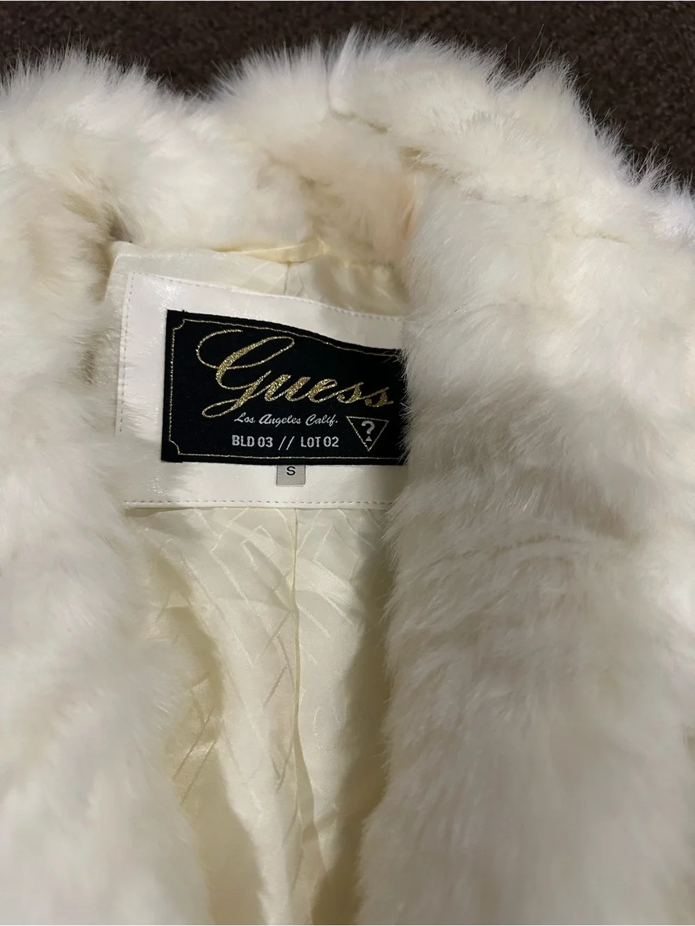 Guess Cream Faux Fur Jacket